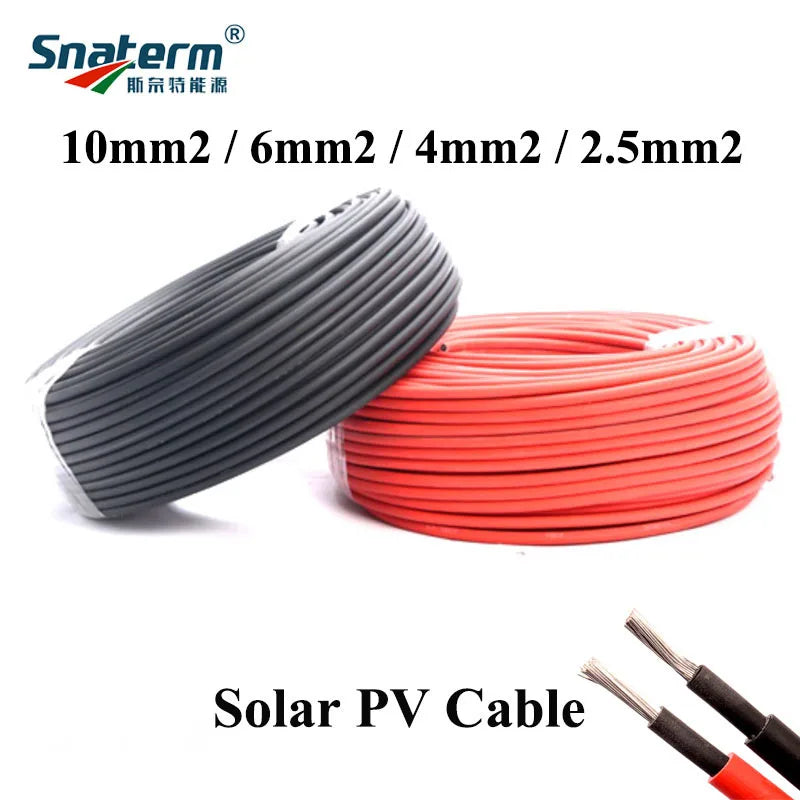 Solar Cable 10mm²/6mm²/4mm²/2.5mm² 8-14AWG, Black/Red, PVC Insulated for PV Panels