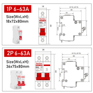 Circuit Breaker Battery Protect Switch Positive Negative Short Circuit 2P / Disjoncteur