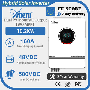 Anern  Hybrid Solar Inverter 48V 24V Build-in MPPT 160A 140A Solar Panel Charger Controller Dual PV Input / Onduleur Solaire Hybride Anern 48V/24V