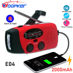 Woopker E04 Upgrade Solar Hand Crank Radio with Emergency Flashlight / Radio solaire a manivelle avec lampe d'urgence